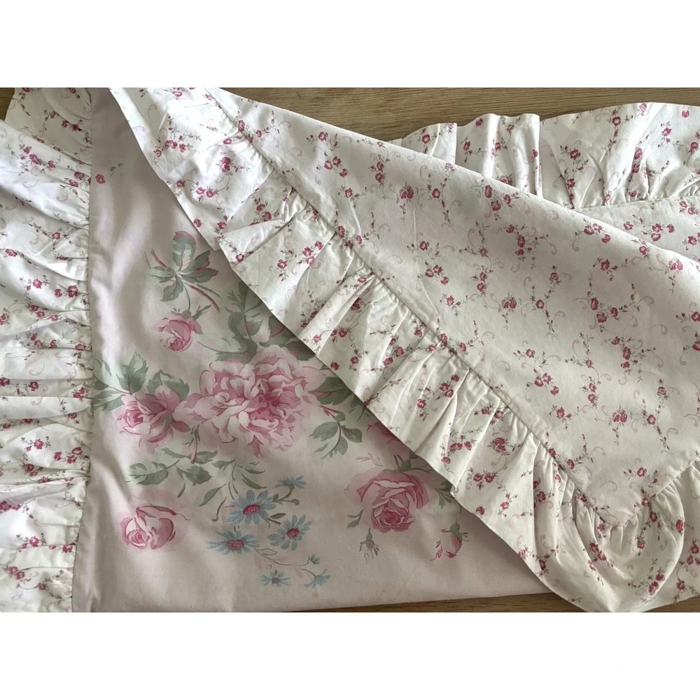 2 Simply Shabby Chic Rachel Ashwell Misty Rose Pillow Shams Standard Ruffle Pair